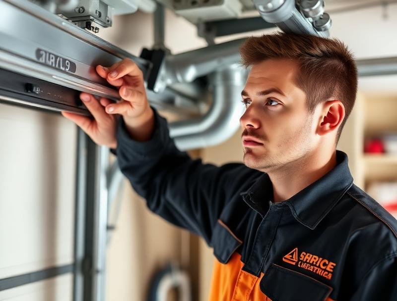 Townsend Garage Doors technician adjusting garage door track